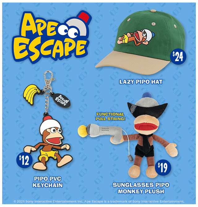 New Ape Escape merch available at fangamer.com