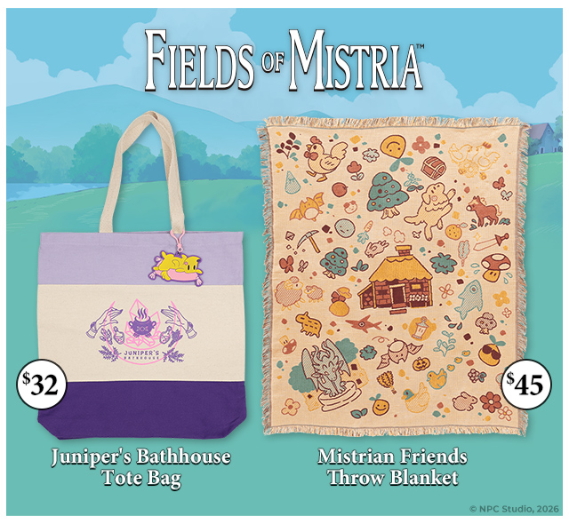 New Fields of Mistria merch available at fangamer.com