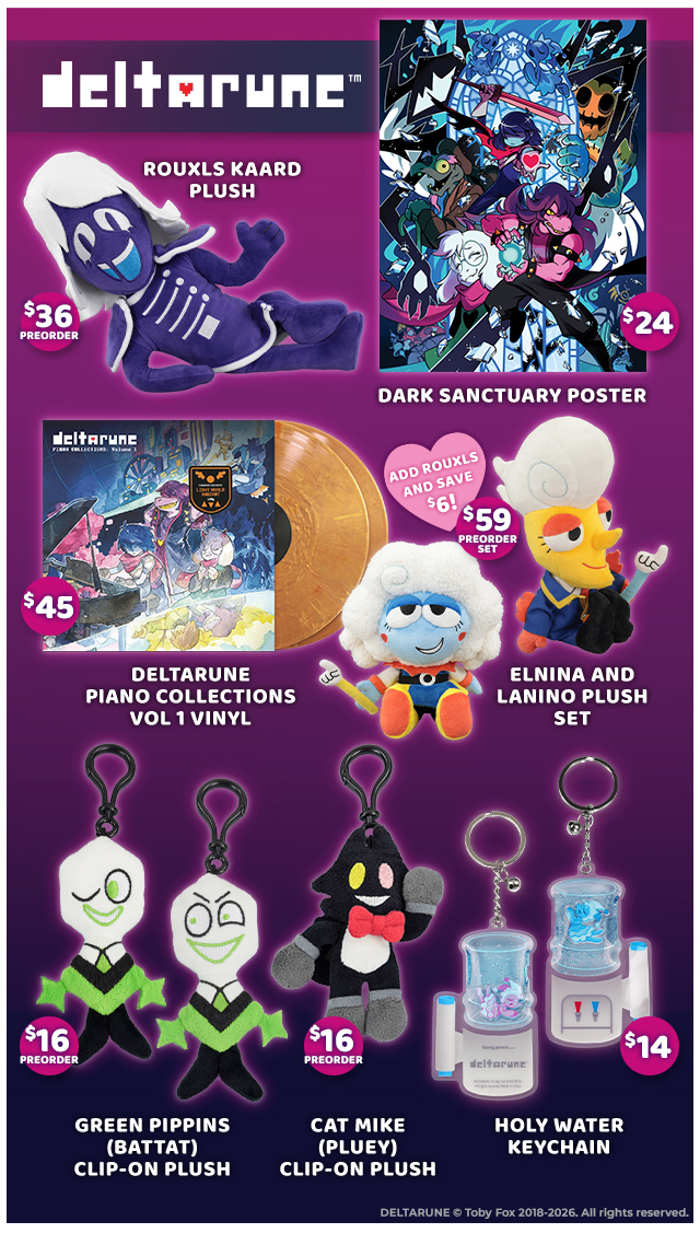 New Deltarune merch now available at fangamer.com