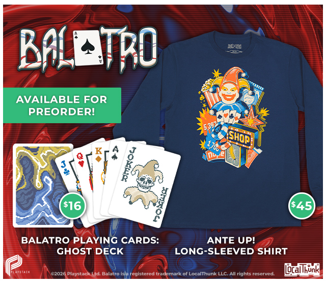 New Balatro merch now available at fangamer.com