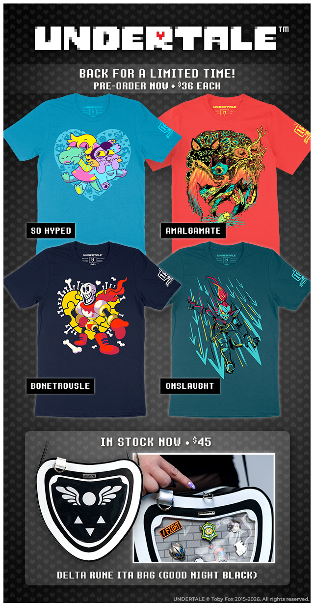 New UNDERTALE merch available for preorder now at Fangamer.com