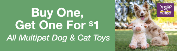 All Mutipet Dog  & Cat Toys, Buy One, Get One for $1.00