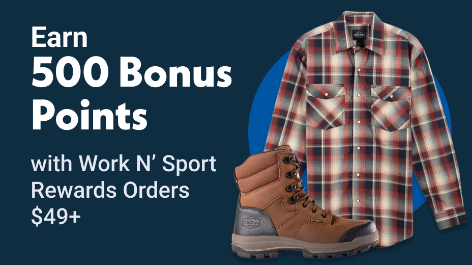 Get 500 Bonus Points w/ Work N Sport Rewards Orders $49+