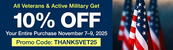 10% OFF for All Veterans & Active Military