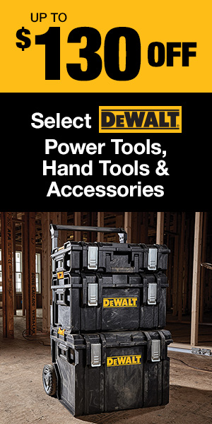 Up to $130 OFF Select DeWalt Tools