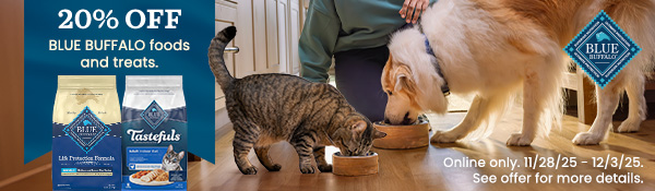 20% OFF Blue Buffalo Pet Foods & Treats