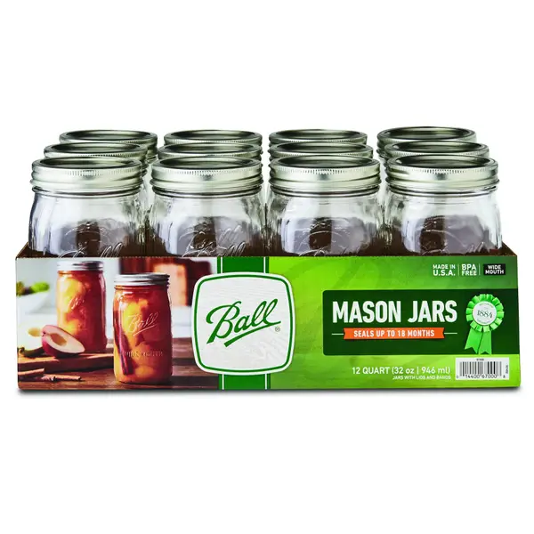Ball 12 pk. Wide Mouth qt 32 oz. Embossed Mason Jars