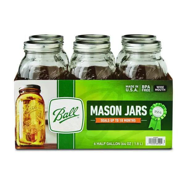 Ball 6 pk. Wide Mouth Half gal. Mason Jars