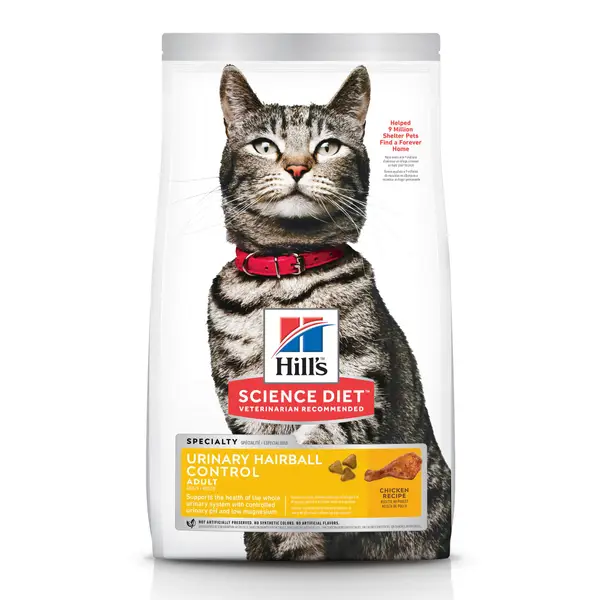 Adult Urinary & Hairball Control Chicken Recipe Dry Cat Food, Supports Urinary Health