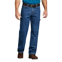Waist down image of man wearing Dickies heavyweight carpenter denim jeans