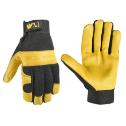 Yellow and black work gloves