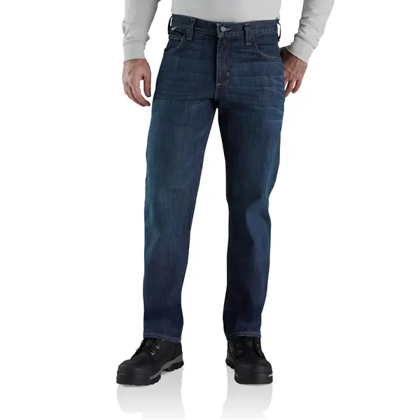 Lower half of man wearing good looking jeans