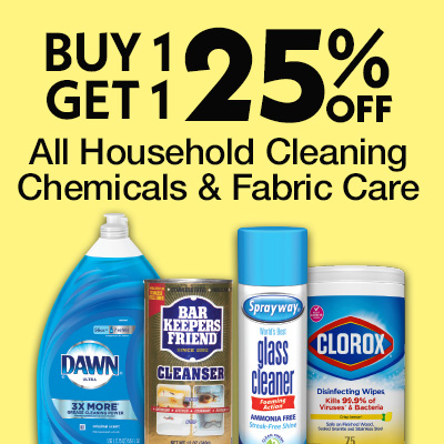 ROw of cleaners and promo text