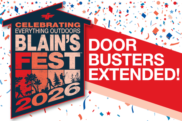 Blain's fest logo on salmon colored background with sweepstake giveaways in the background