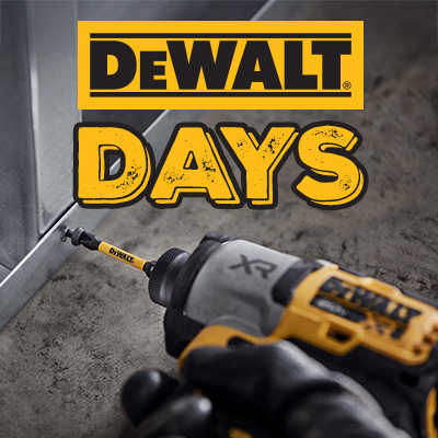 Dewalt Days Promo image of someone drilling screw with DEWALT drill