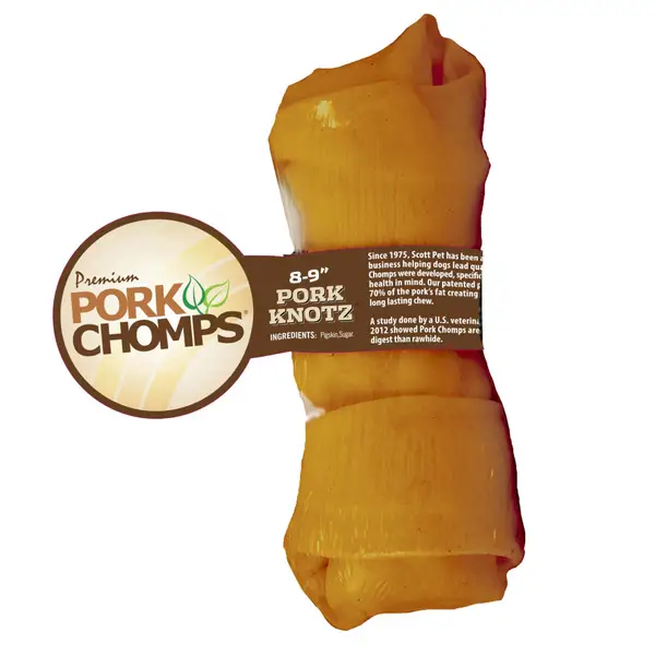 Image of Pork Chomps 8-inch Roasted Knot Dog Bone, Highly Digestible