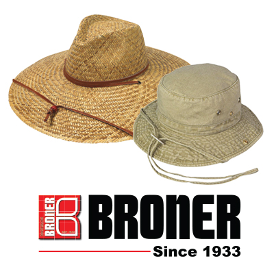 Image of Broner hats with logo