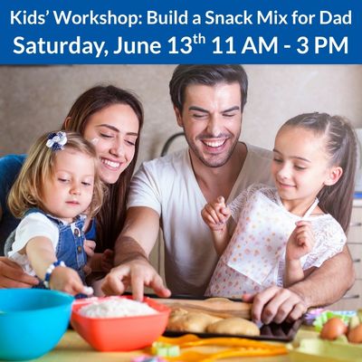Man and woman with two children making dads favorite snack in the kitchen