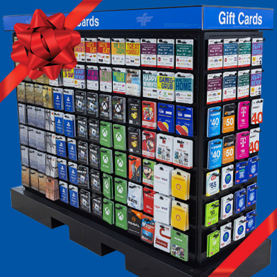 Tower of gift cards 