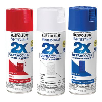 Red, white and blue Rust-Oleum 12 oz Painter's Touch 2X Ultra Cover Flat Spray Paint & Primer