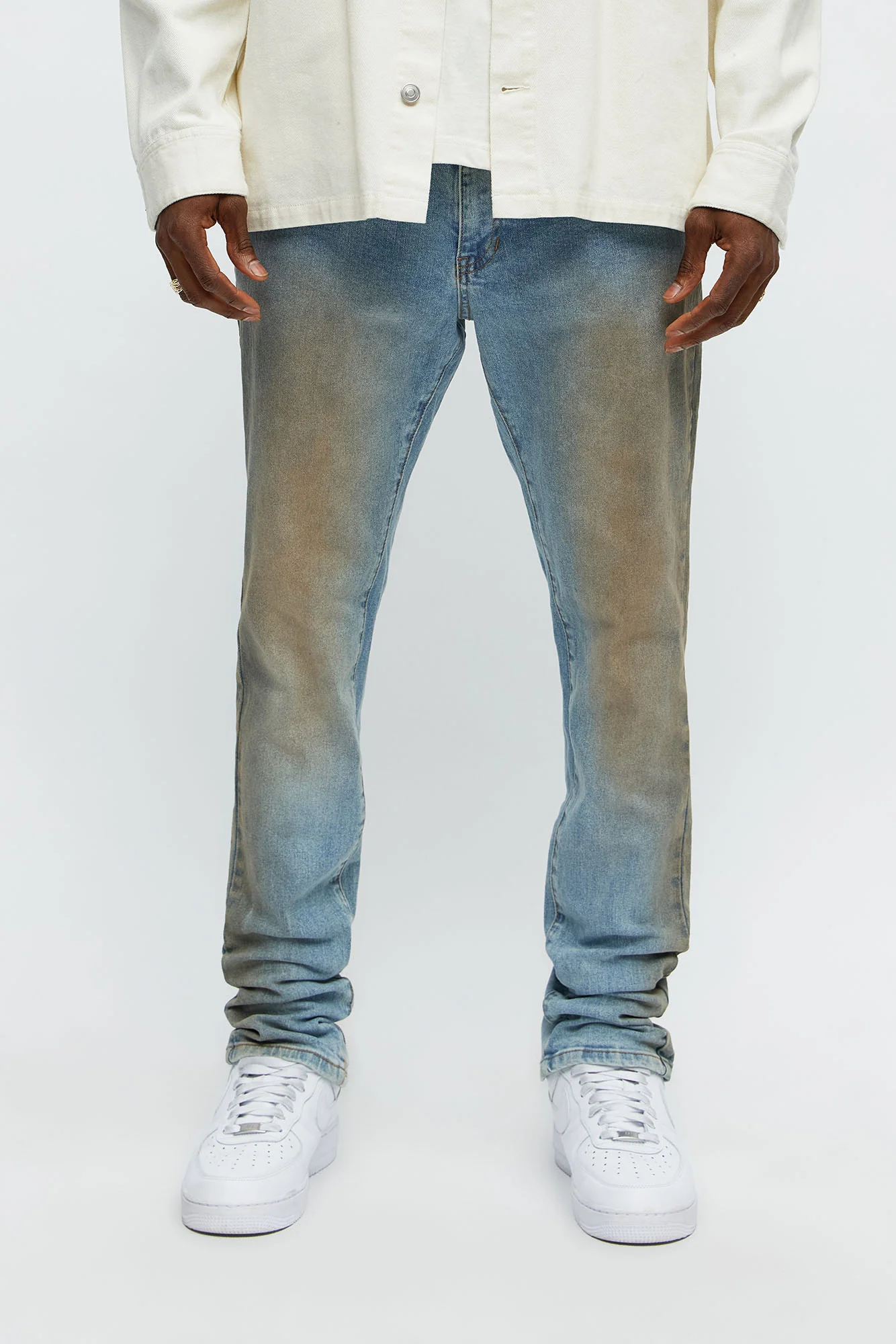 Image of My Dirty Baseball Convertible Stacked Skinny Jeans - Light Blue Wash