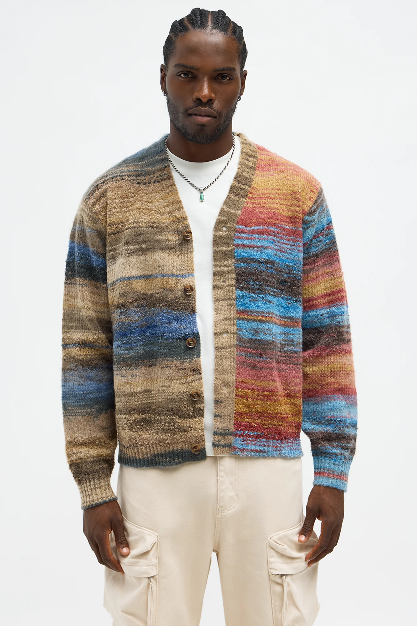 Image of Cameroonian Textured Cardigan - Brown/combo