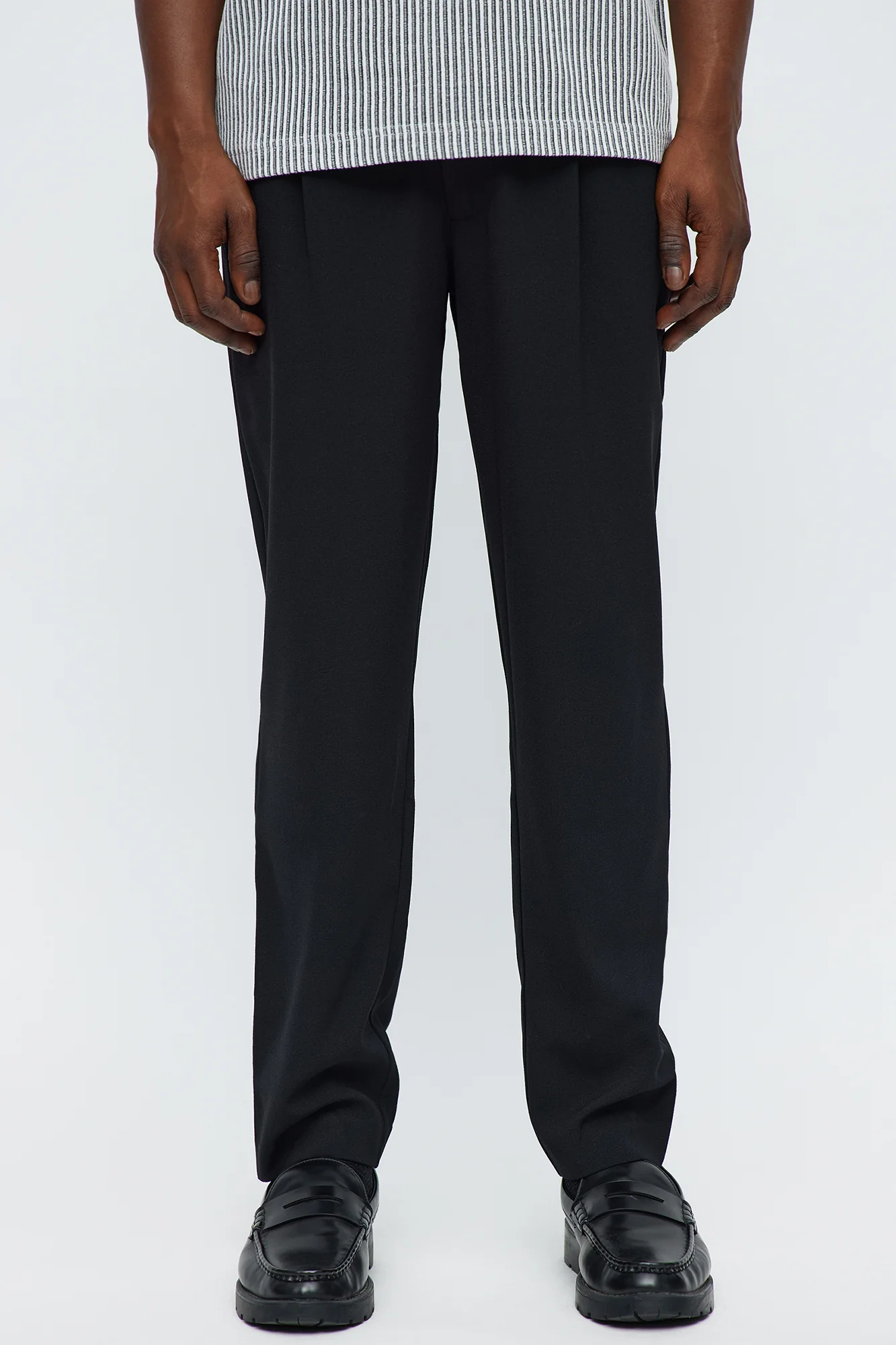 Image of Golden Hour Slim Pleated Trouser - Black