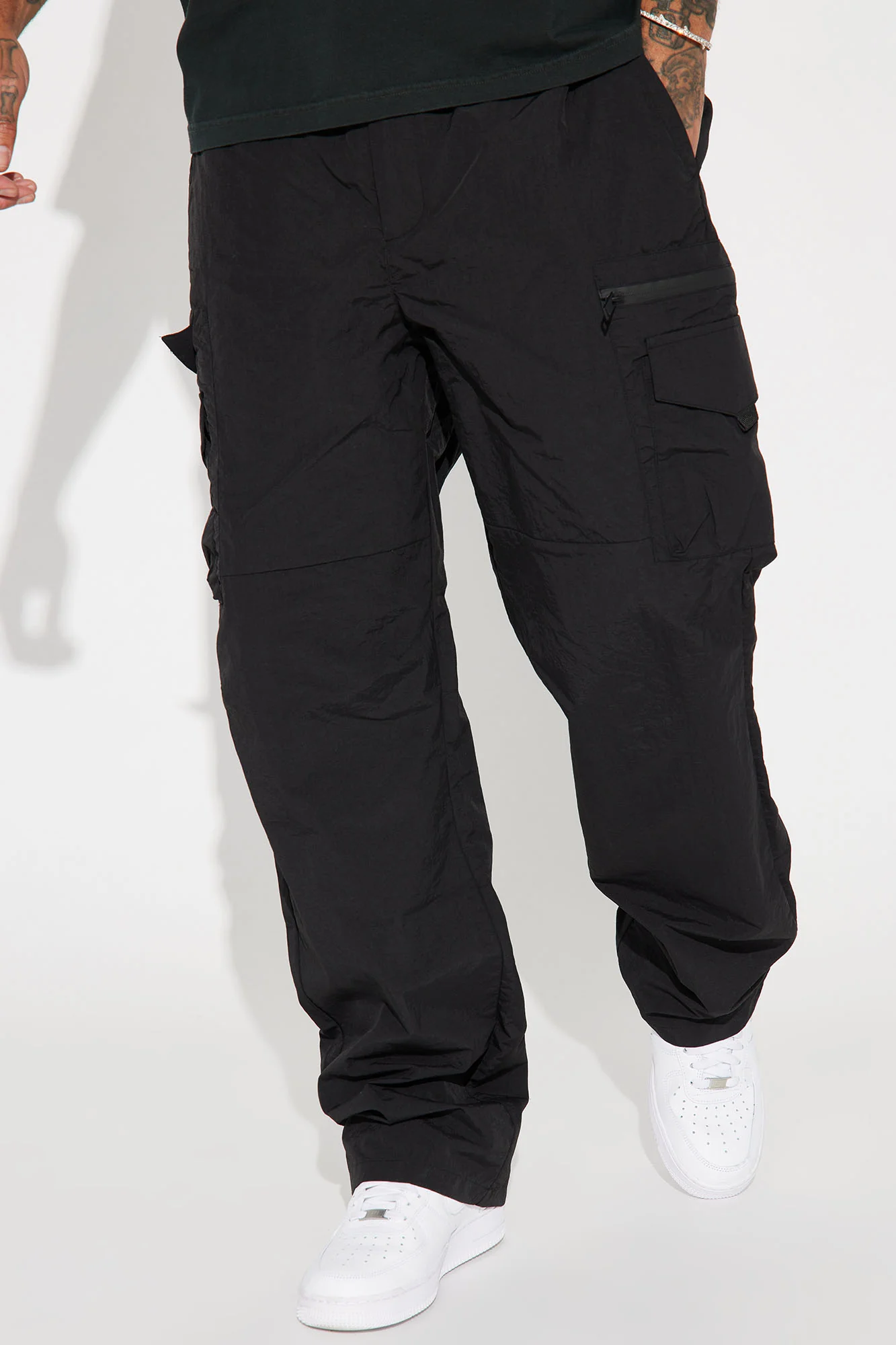 Image of Echo Nylon Straight Cargo Pants - Black
