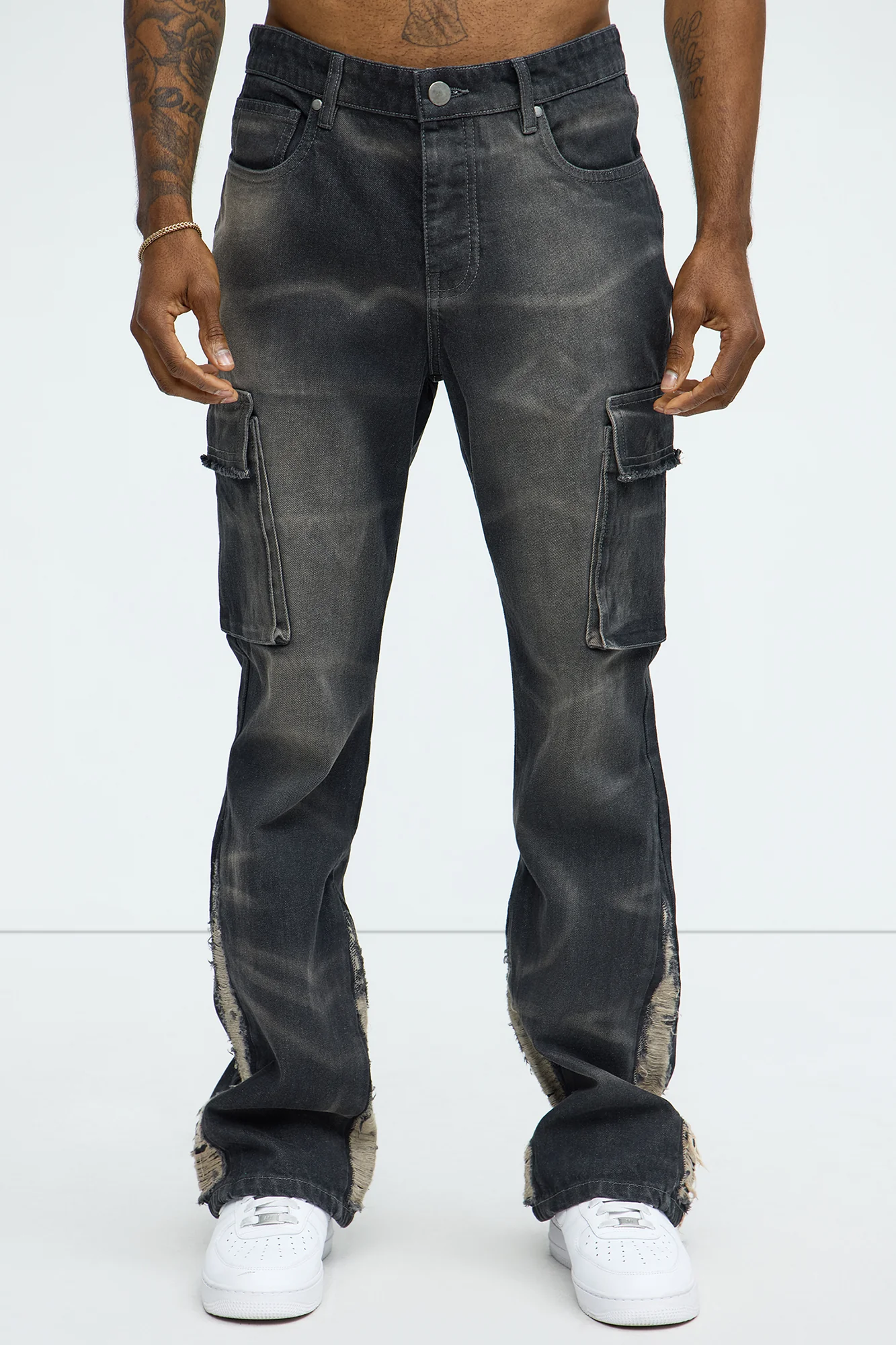 Image of Kaine Stacked Slim Flare Jeans - Black Wash