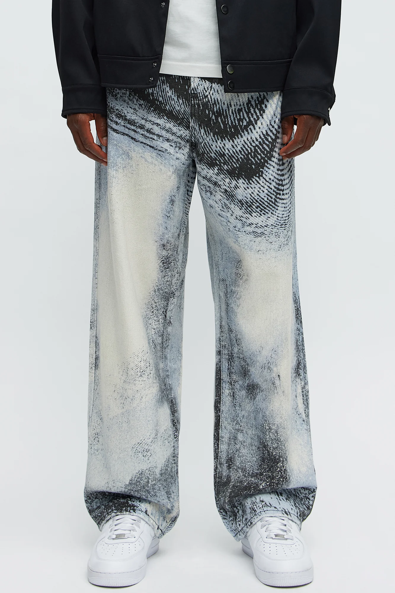 Image of Baggy All The Wavez Printed Jeans - Light Wash