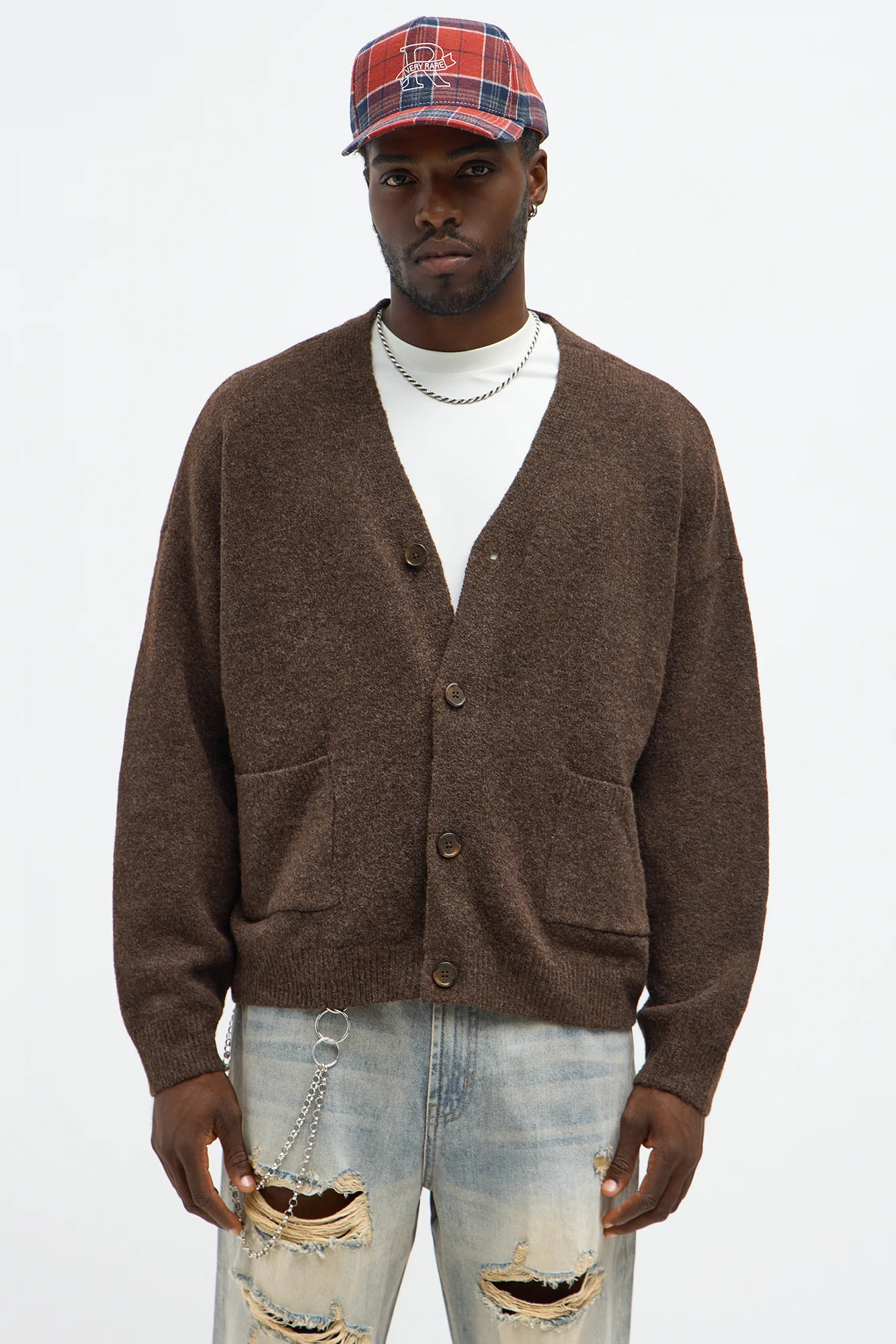 Image of Cropped Harbor Ash Cardigan - Brown