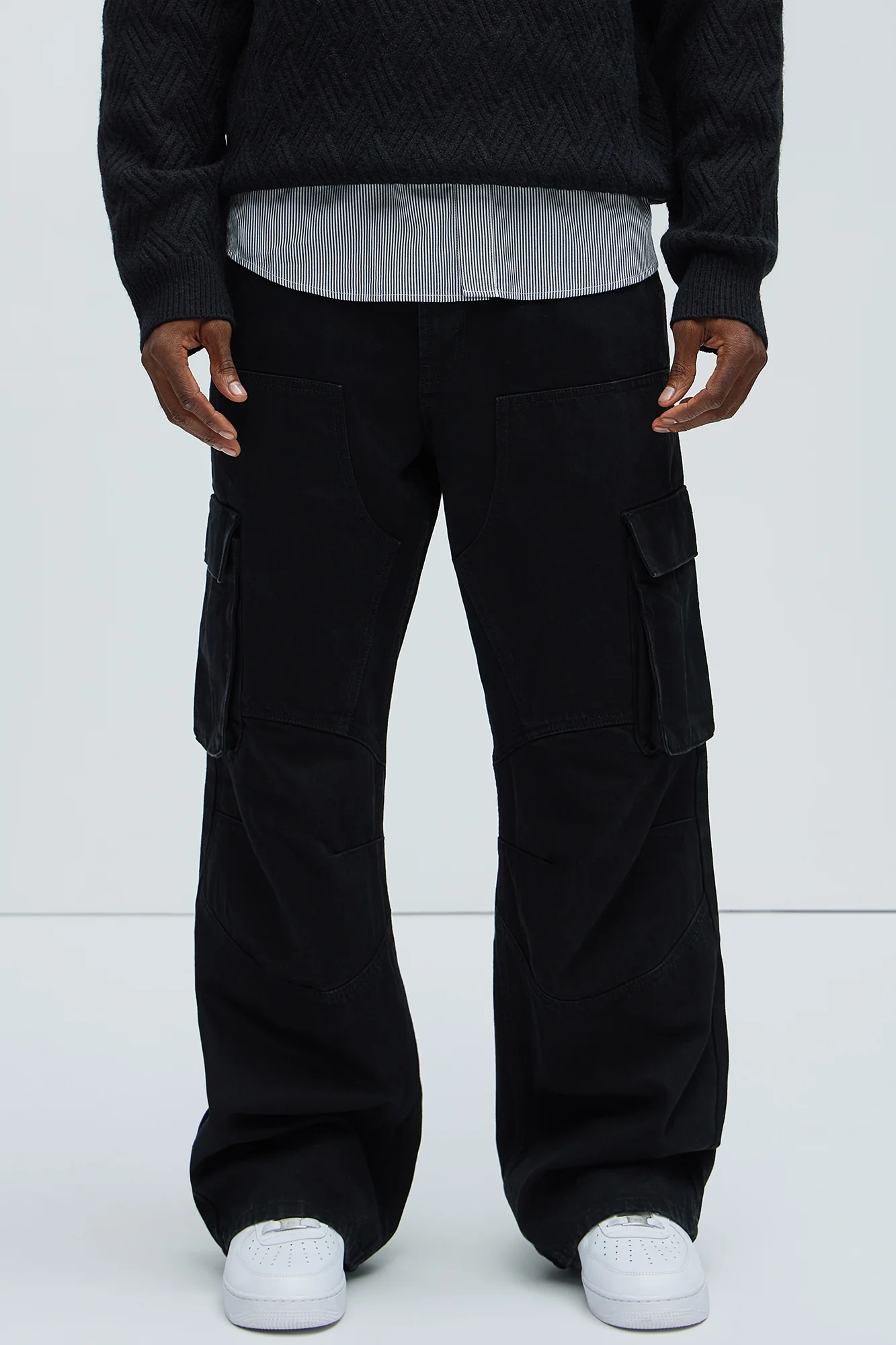 Image of Micah Baggy Moto Jeans - Black