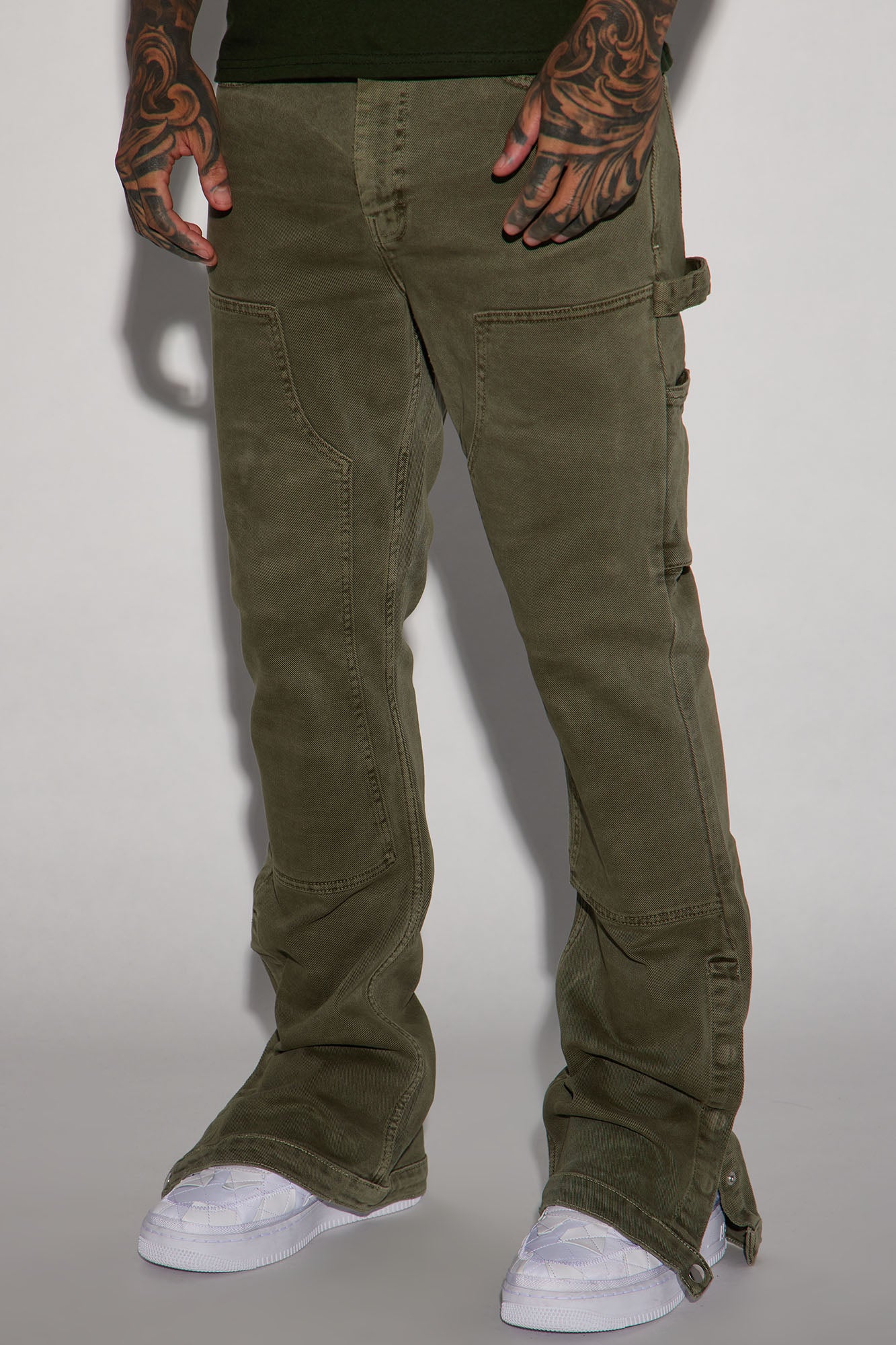 Image of Indestructible Slim Flare Carpenter Pants - Olive