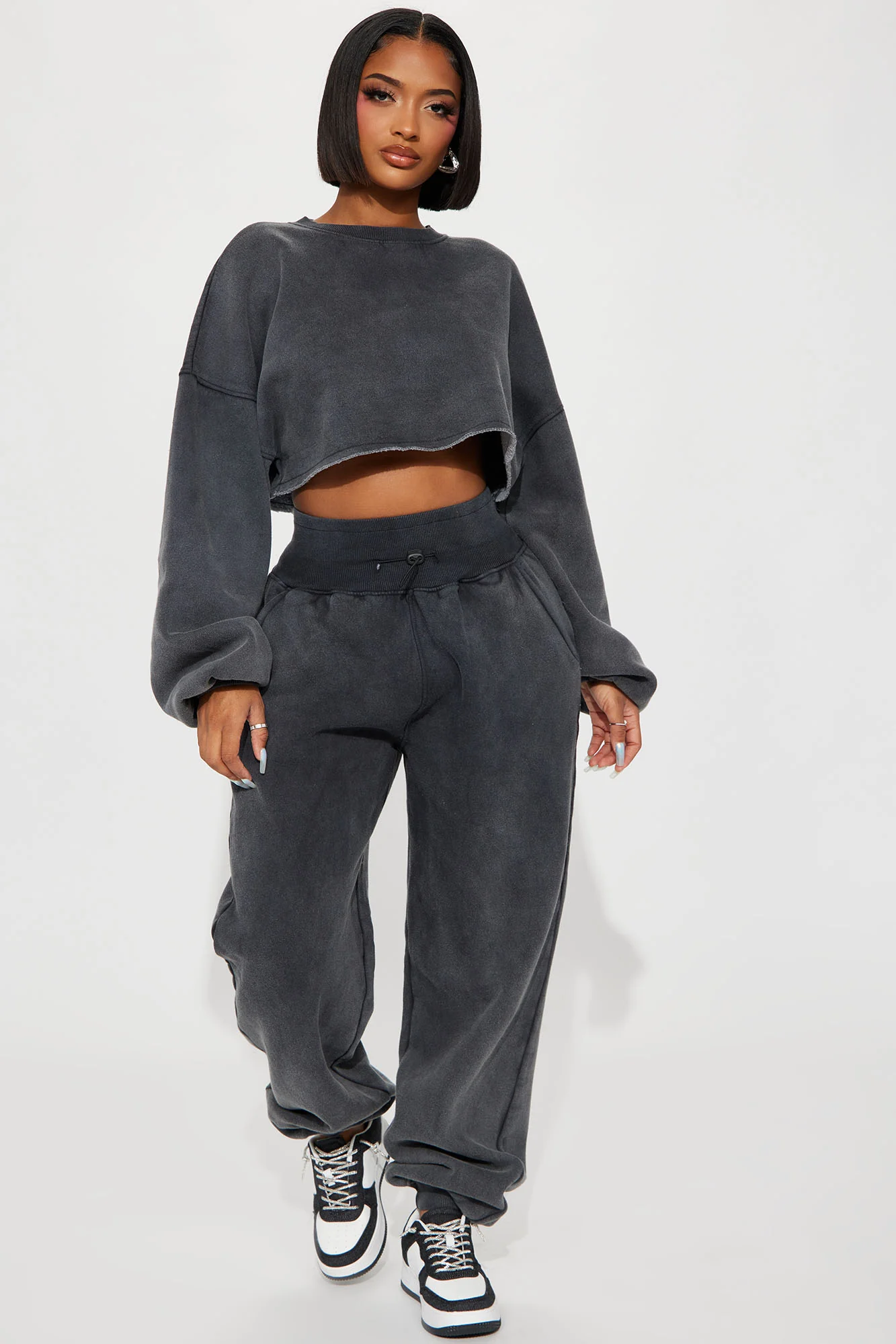 Image of Feeling Good Fleece Jogger Set - Charcoal
