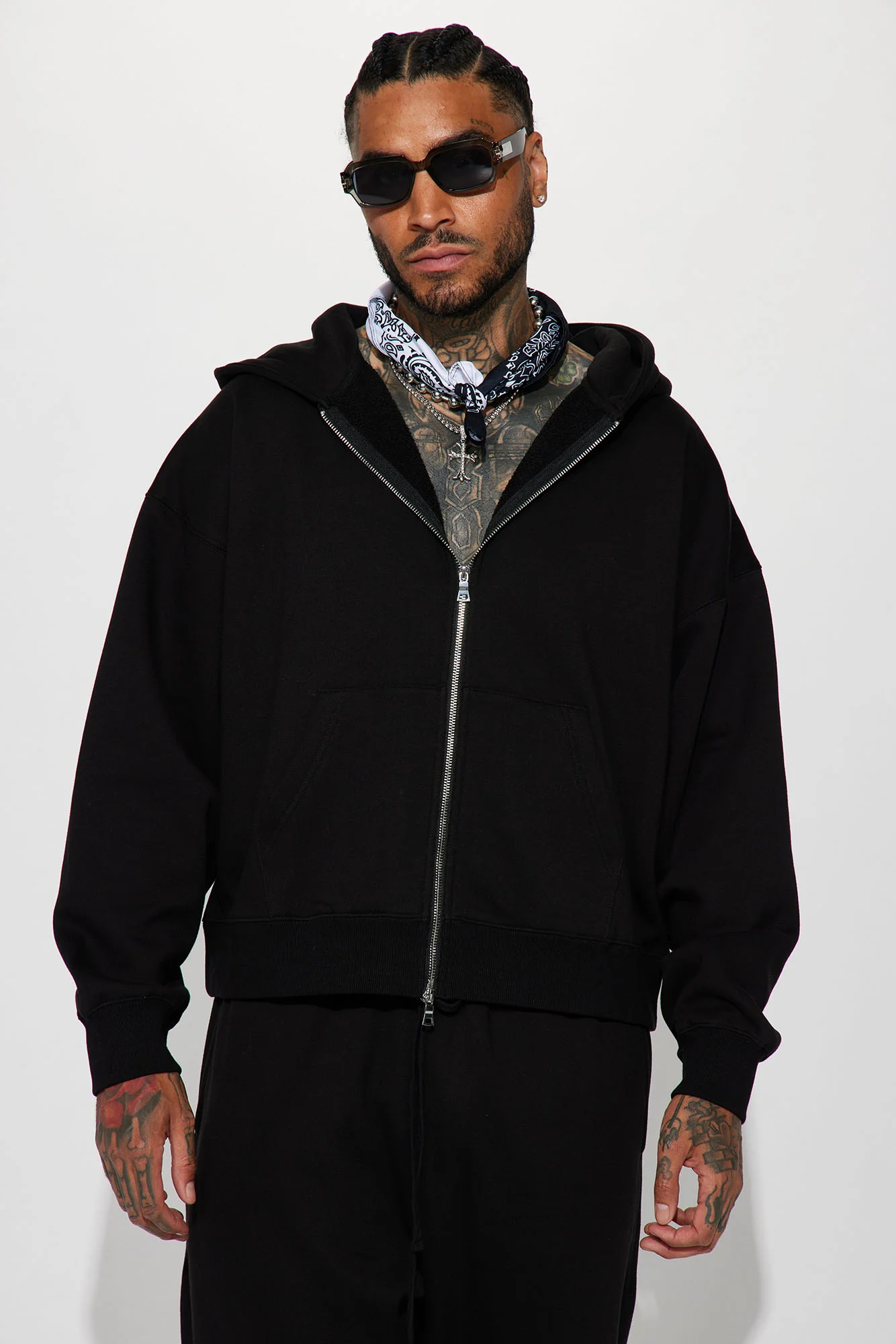 Image of Tyson Oversized Heavyweight Zip Up - Black