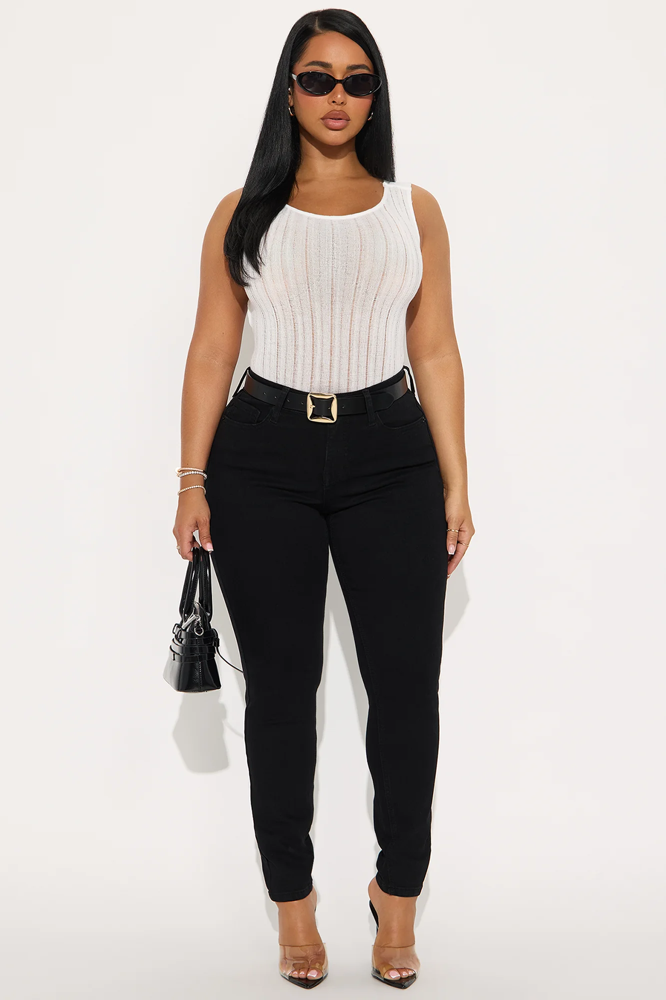 Image of Vibe Check Curvy Stretch Skinny Jeans - Black