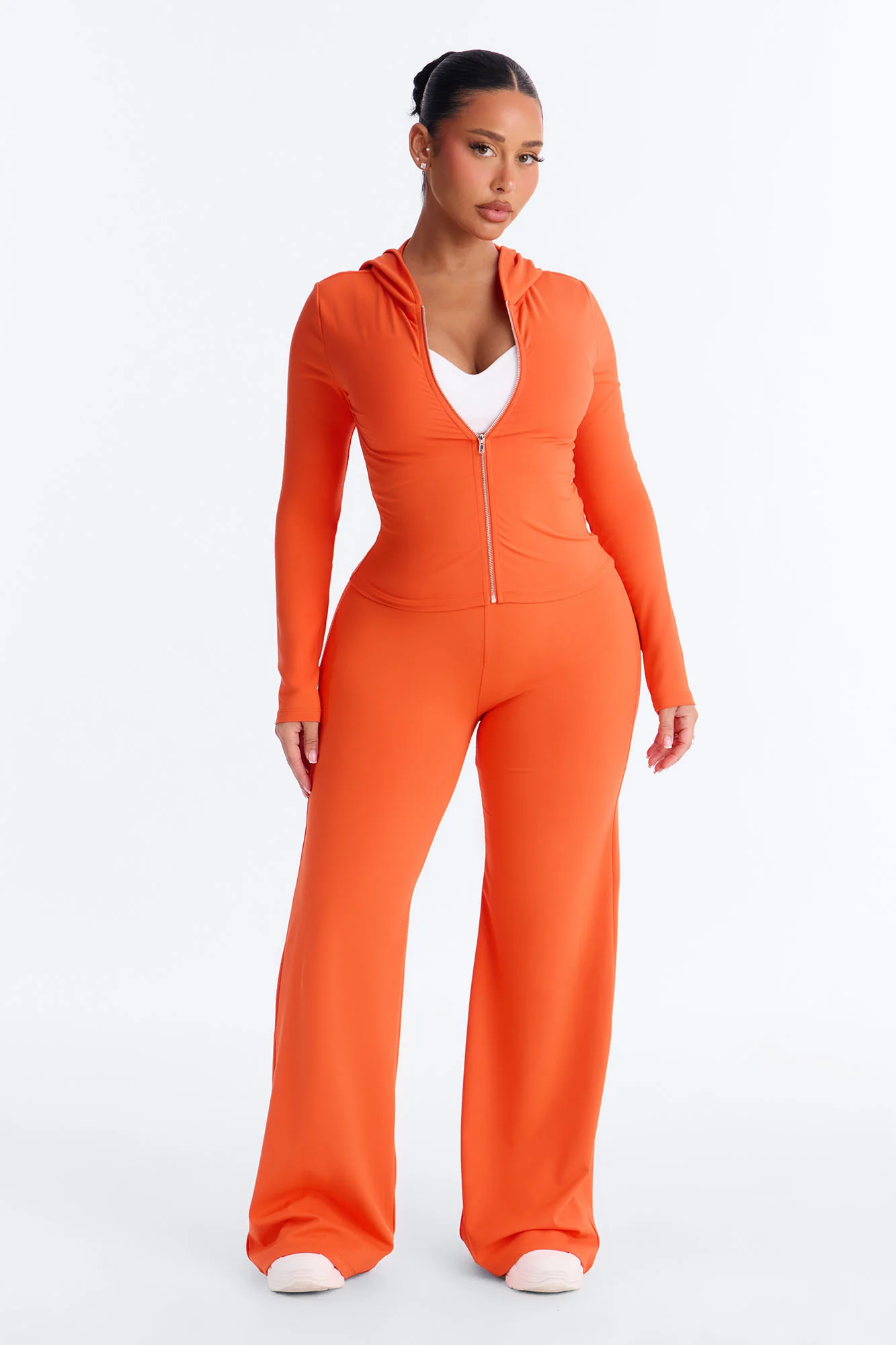 Image of Casual Vibe Zip Up Hoodie Pant Set - Tomato Red