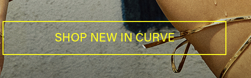 SHOP NEW IN CURVE. Woman in wet gold bikini. Explore new plus size swimwear.