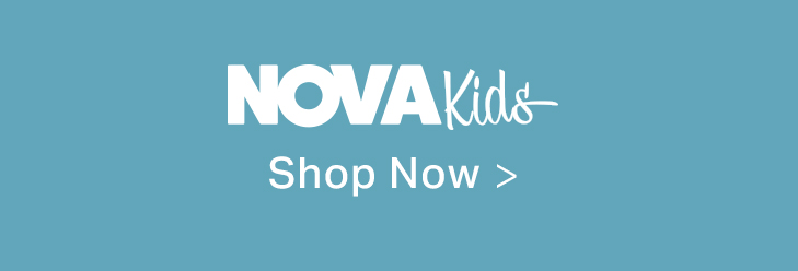 NOVA Kids logo with "Shop Now" button. Discover children's clothing and accessories at NOVA Kids.