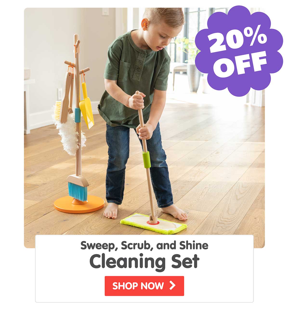 Sweep, Scrub, and Shine Cleaning Set - 20% Off!