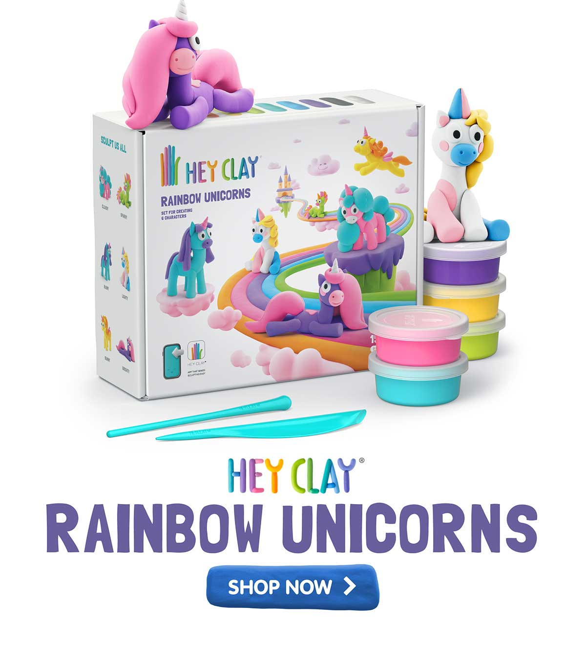 Hey Clay Rainbow Unicorns - Shop Now