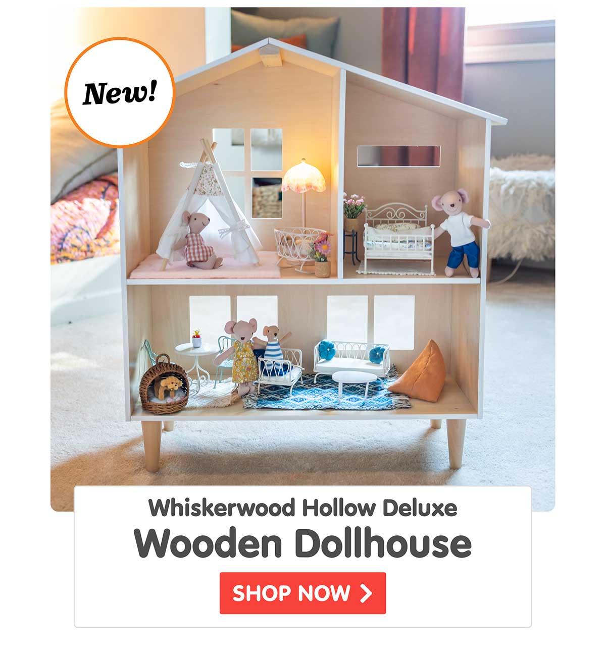 Whiskerwood Hollow Deluxe Wooden Dollhouse - Shop Now