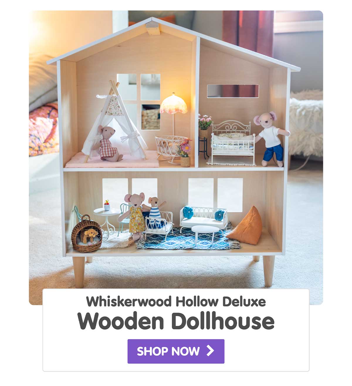 Whiskerwood Hollow Deluxe Wooden Dollhouse - Shop Now