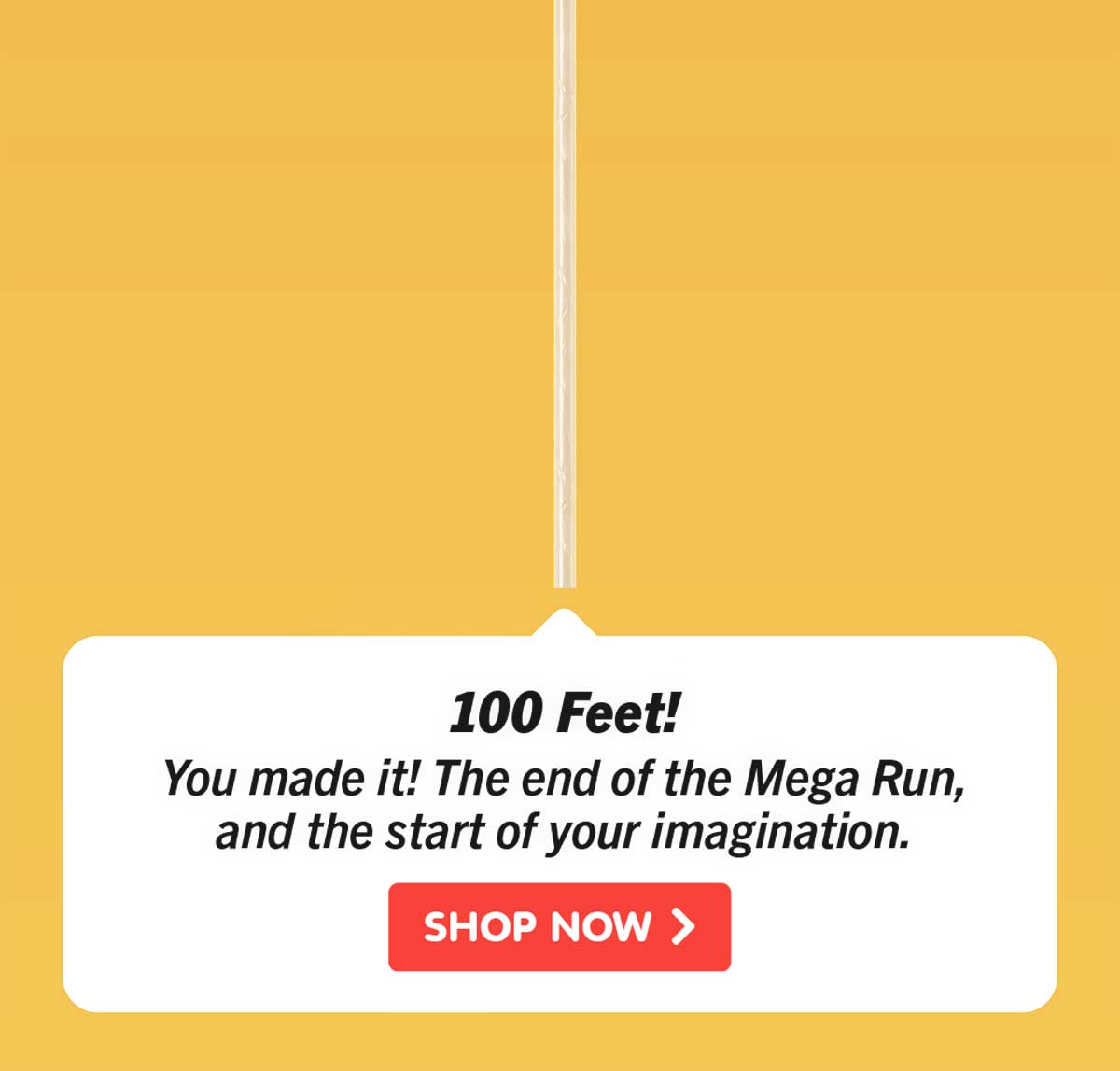 100 Feet! You made it! The end of the Mega Run, and the start of your imagination! Shop Now!