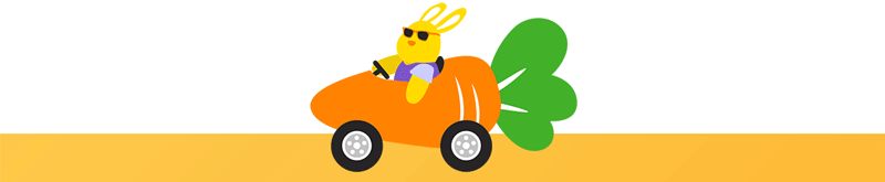 Animated GIF of a bunny driving a carrot car!