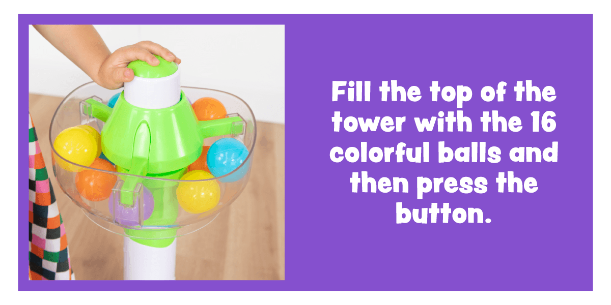 Fill the top of the tower with the 16 colorful balls and t hen press the button! - Shop SpillAgain!