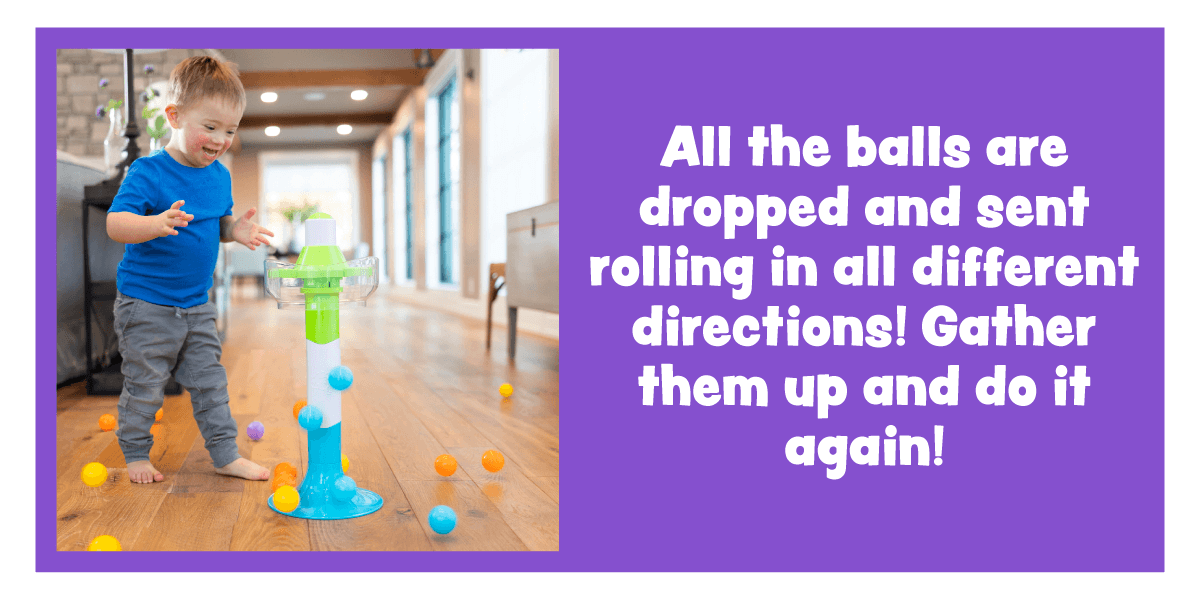 All the balls are dropped and sent rolling in all different directions! Gather them up and do it again! - Shop SpillAgain!