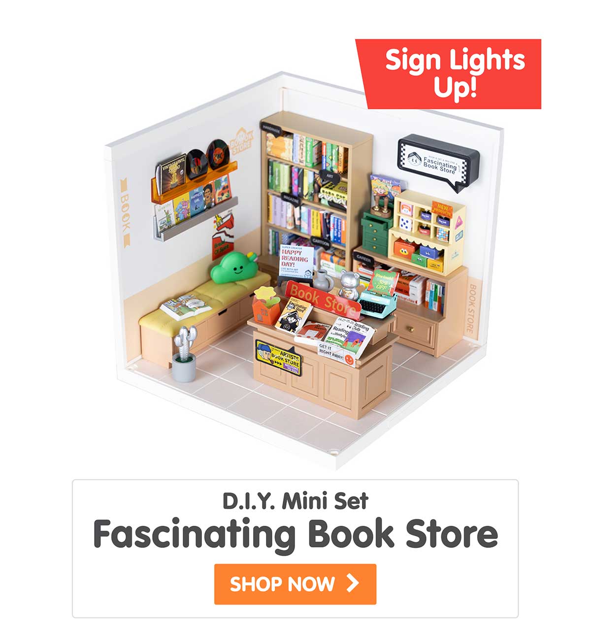 Fascinating Book Store D.I.Y. Mini Set - Sign Lights Up! - Shop Now