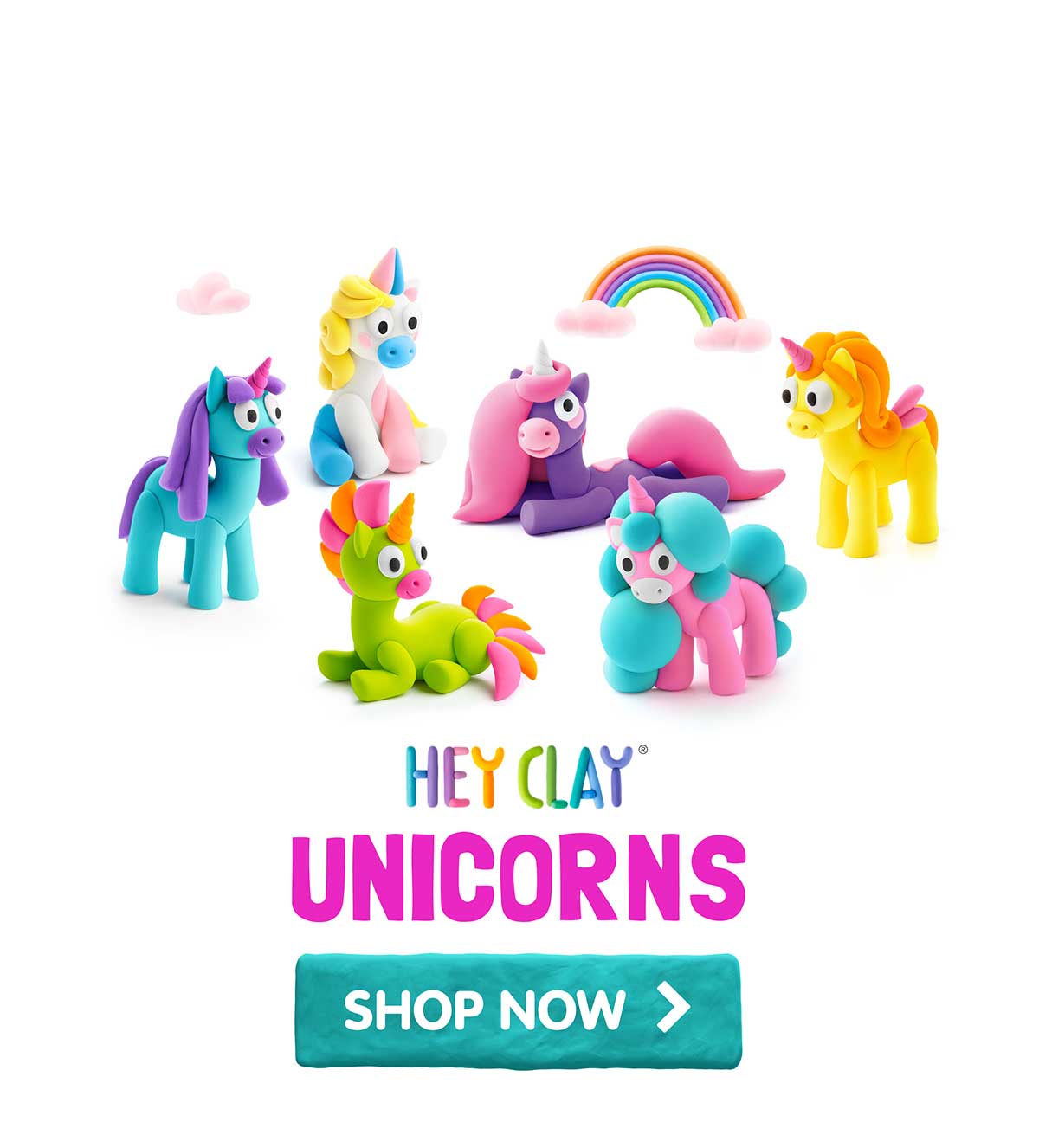 Hey Clay Rainbow Unicorns - Shop Now