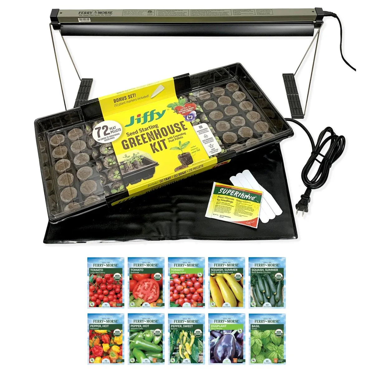 Image of Complete Indoor Growing Seed Starting Kit, Vegetable Seeds